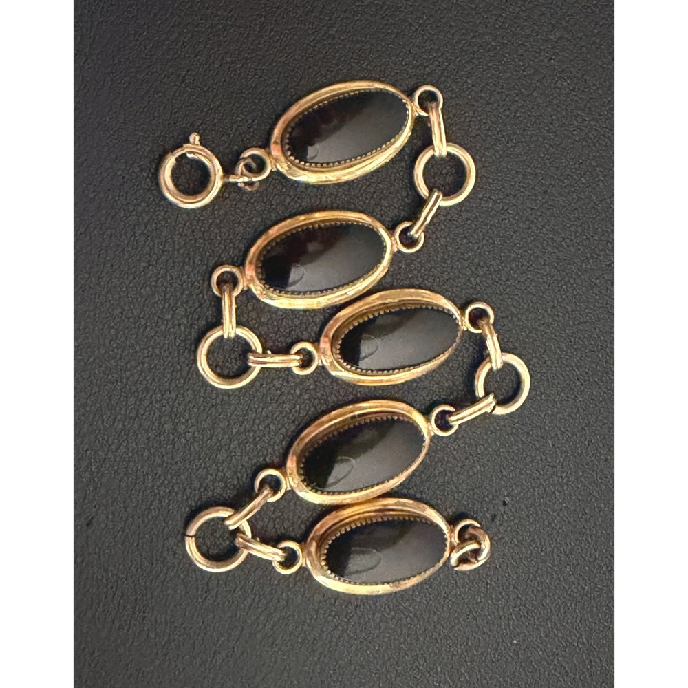Vintage Gold Filled Bracelet Black Onyx Victorian Revival Goth